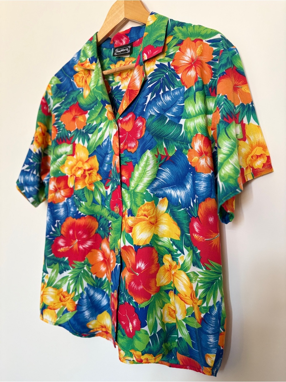 Vintage BonWorth Hawaiian Shirt Hibiscus Tropical Print L